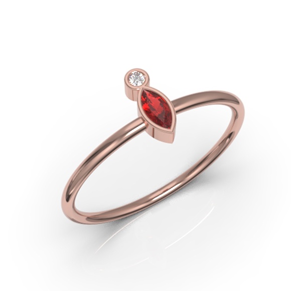 ARMOS Jewelry - 10K Minimalist Bezel Marquise Ruby CZ Ring
